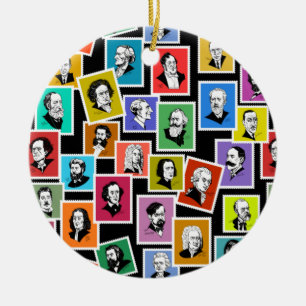 Patroon met portretten van de grootste componisten keramisch ornament