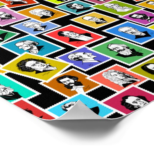 Patroon met portretten van de grootste componisten poster (Hoek)