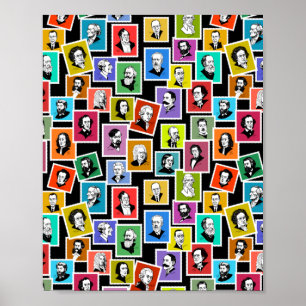 Patroon met portretten van de grootste componisten poster