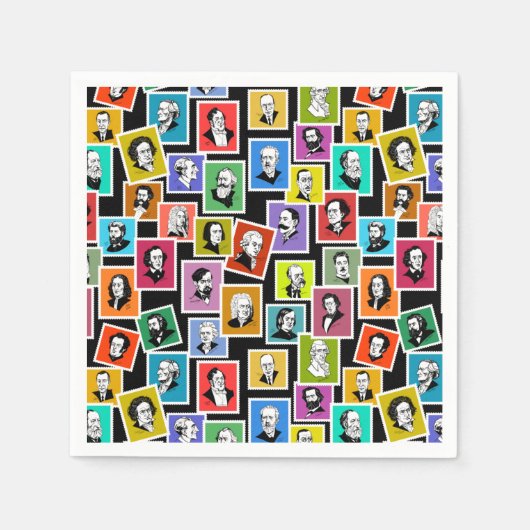Patroon met portretten van de grootste componisten servet (Voorkant)