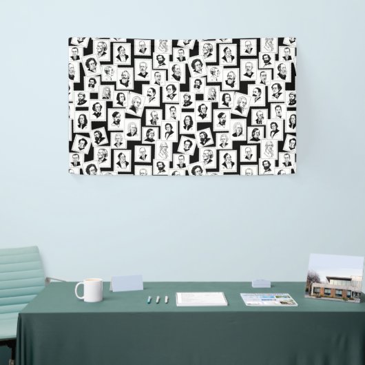 Patroon met portretten van de grootste componisten spandoek (Beurs)