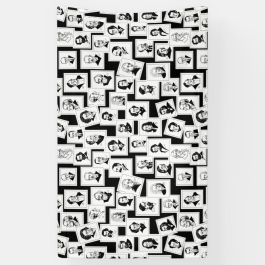 Patroon met portretten van de grootste componisten spandoek (Verticaal)