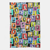 Patroon met portretten van de grootste componisten theedoek (Verticaal)