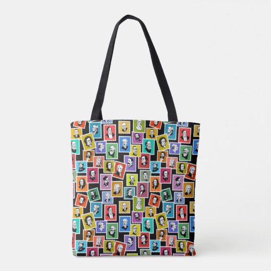 Patroon met portretten van de grootste componisten tote bag (Achterkant)