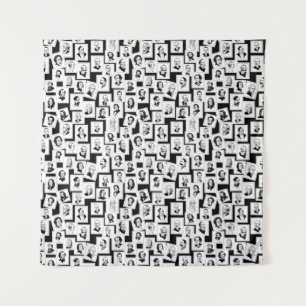 Patroon met portretten van de grootste componisten wandkleed