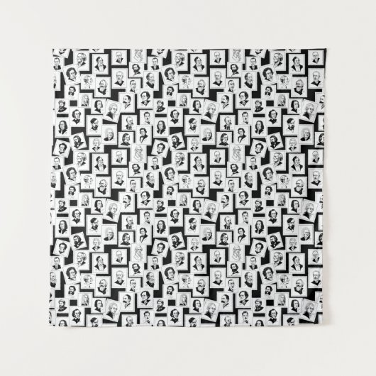 Patroon met portretten van de grootste componisten wandkleed (Voorkant)