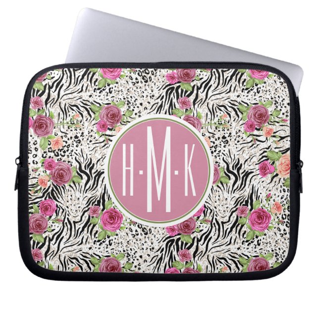 Patroon met proefafdrukken | Monogram Laptop Sleeve (Voorkant)