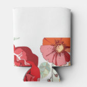 Patroon met rode bloemen blikjeskoeler (Achterkant)