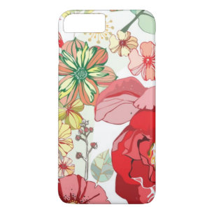 Patroon met rode bloemen 	iPhone 8/7 plus hoesje