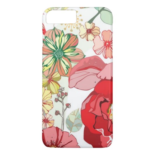 Patroon met rode bloemen Case-Mate iPhone case (Achterkant)