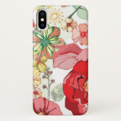 Patroon met rode bloemen Case-Mate iPhone case (Achterkant)
