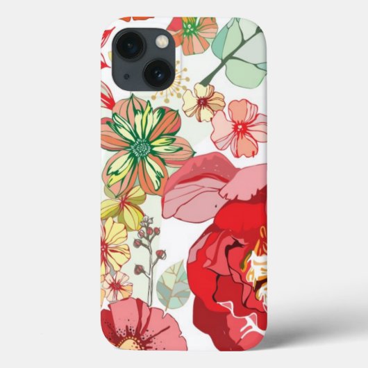 Patroon met rode bloemen Case-Mate iPhone case (Achterkant)