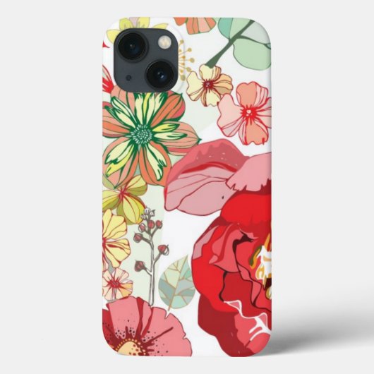 Patroon met rode bloemen Case-Mate iPhone case (Achterkant)