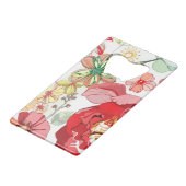 Patroon met rode bloemen creditkaart flessenopener (Voorkant Gekanteld)