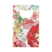 Patroon met rode bloemen creditkaart flessenopener (Achterkant)