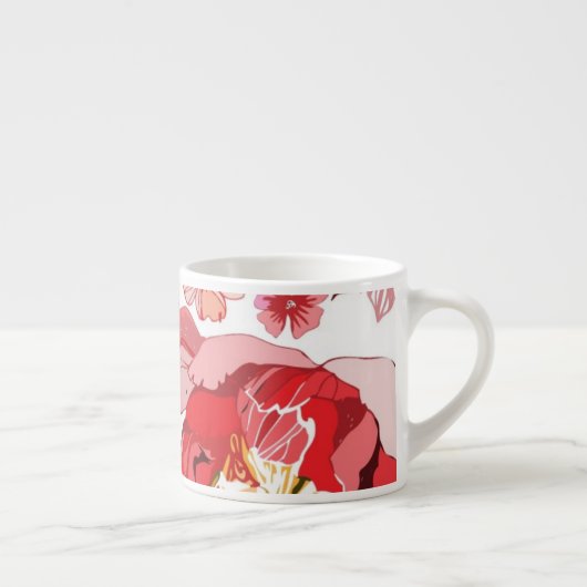 Patroon met rode bloemen espresso kop (Rechts)