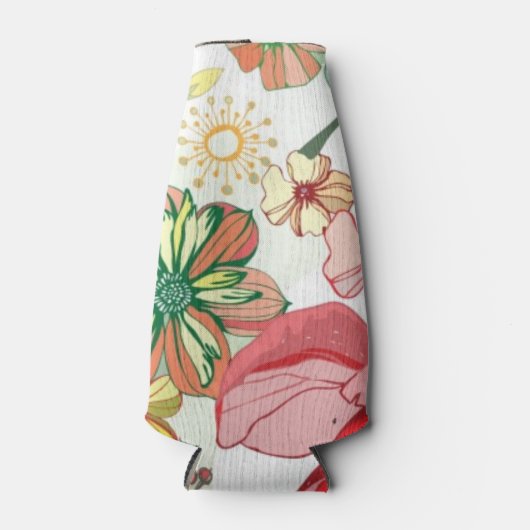 Patroon met rode bloemen flesjeskoeler (Voorkant)