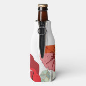 Patroon met rode bloemen flesjeskoeler (Fles Achterkant)