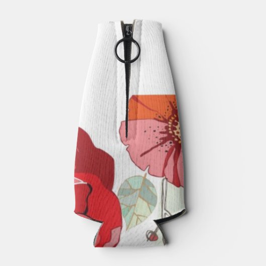 Patroon met rode bloemen flesjeskoeler (Achterkant)