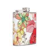 Patroon met rode bloemen heupfles (Rechts)