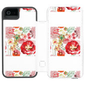 Patroon met rode bloemen incipio iPhone portemonnee hoesje (Agenda Open)