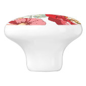 Patroon met rode bloemen keramische knop (Zijkant)