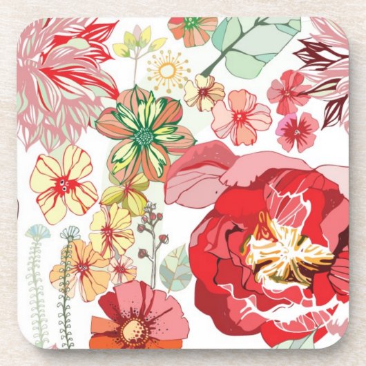 Patroon met rode bloemen onderzetter (Voorkant)