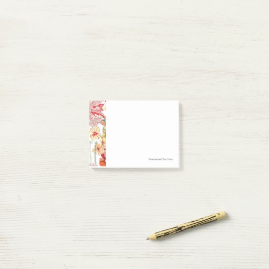 Patroon met rode bloemen post-it® notes (Op bureau)