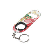Patroon met rode bloemen sleutelhanger flessenopener (Achterkant Gekanteld)
