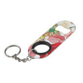 Patroon met rode bloemen sleutelhanger flessenopener (Voorkant Gekanteld)