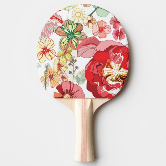 Patroon met rode bloemen tafeltennisbatje (Voorkant)