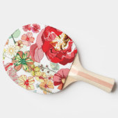 Patroon met rode bloemen tafeltennisbatje (Zijkant)