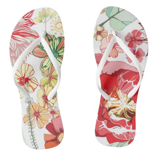 Patroon met rode bloemen teenslippers (Voetbed)