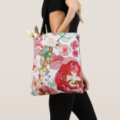 Patroon met rode bloemen tote bag (Dichtbij)