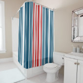 Patroon met rode en blauwe strepen douchegordijn (In situ)