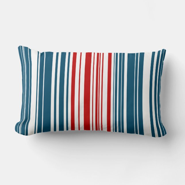 Patroon met rode en blauwe strepen kussen (Voorkant)