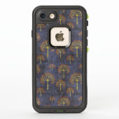 Patroon met rode en goudbomen op Blotchy Blue (Achterkant)