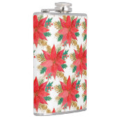 patroon met rode en gouden kerstpunsettia heupfles (Rechts)