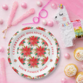 patroon met rode en gouden punsettia papieren bordje (Feest)