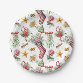  patroon met rode en groene kerst papieren bordje (Voorkant)