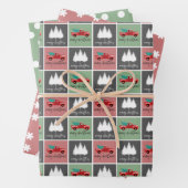 Patroon met rode en groene kerstrode pasta inpakpapier vel (In situ)