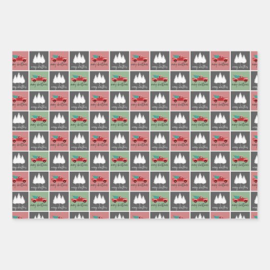 Patroon met rode en groene kerstrode pasta inpakpapier vel (Voorkant)