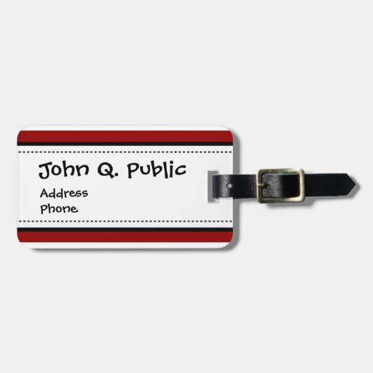 Patroon met rode en witte horizontale strepen bagagelabel (Voorkant horizontaal)