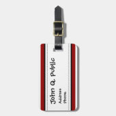 Patroon met rode en witte horizontale strepen bagagelabel (Voorkant verticaal)