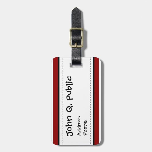 Patroon met rode en witte horizontale strepen bagagelabel (Voorkant verticaal)