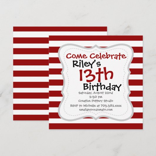 Patroon met rode en witte horizontale strepen kaart (Voorkant / Achterkant)