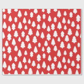 Patroon met rode en witte kerstbomen cadeaupapier (Vlak)