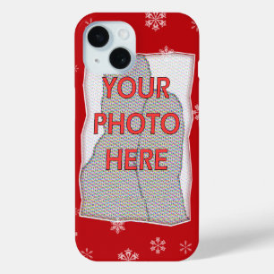 patroon met rode en witte kerstsnowflakes iPhone 15 case