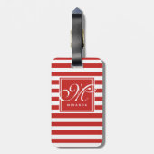 Patroon met rode en witte strepen - Monogram Bagagelabel (Achterkant verticaal)