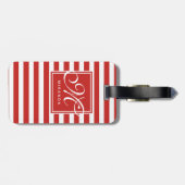 Patroon met rode en witte strepen - Monogram Bagagelabel (Achterkant horizontaal)